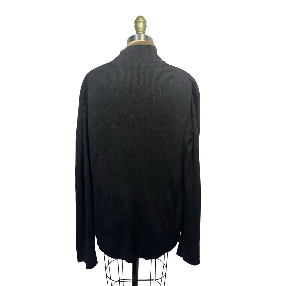 Armani Exchange Lined Sweater Mens Large Black Ribbed Wool Blend Mock Neck NWT